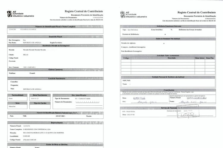 NIF number in Portugal for non-residents