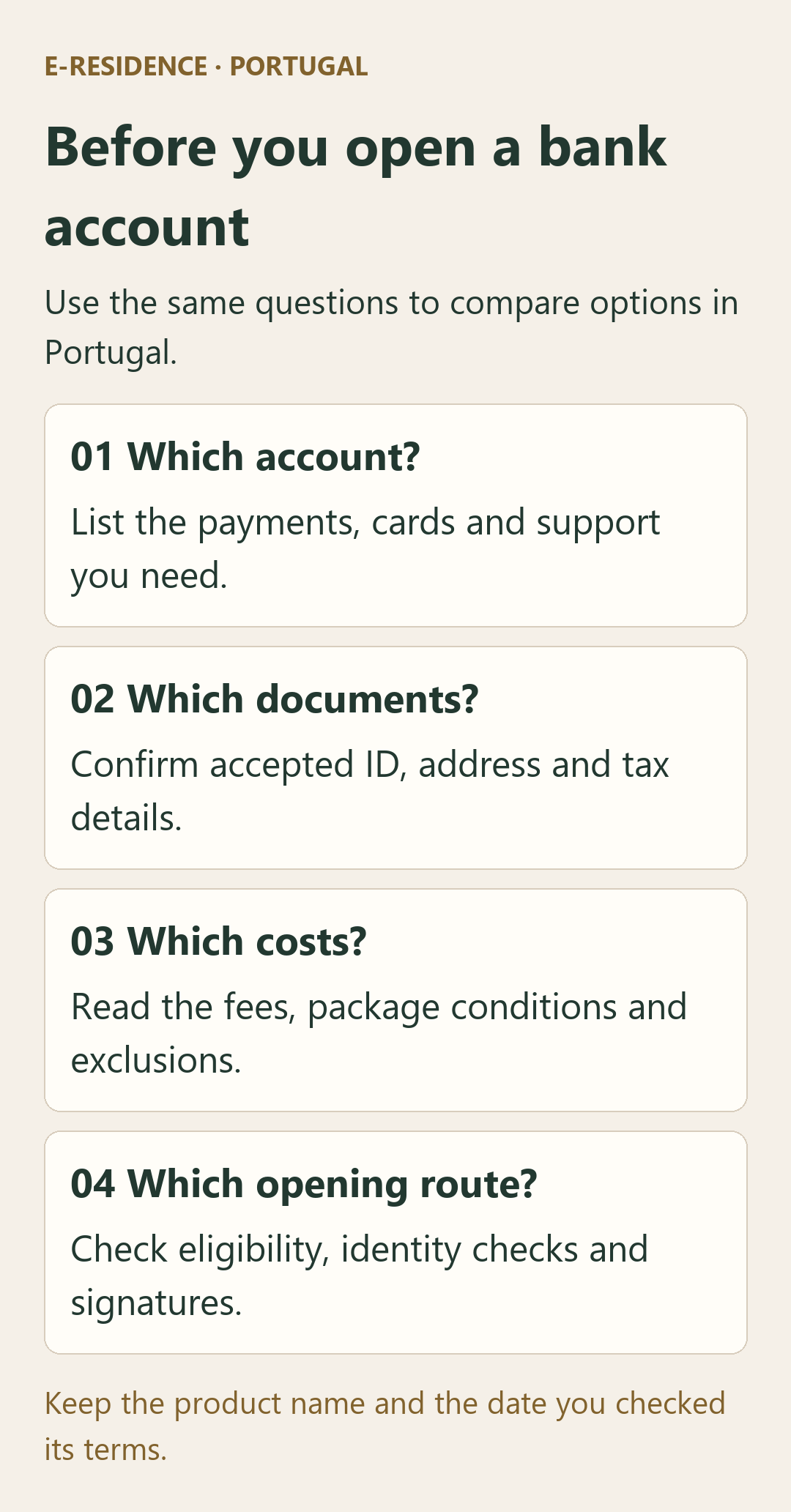 Four questions before applying: which account, which documents, which costs and which opening route?